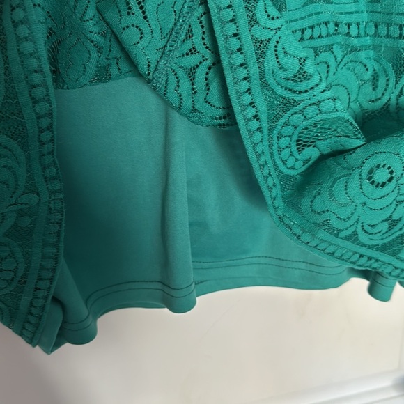 Eliza J Sleeveless Floral Lace Overlay Mini Shift Dress Cocktail Green Sz 2 - Picture 9 of 9